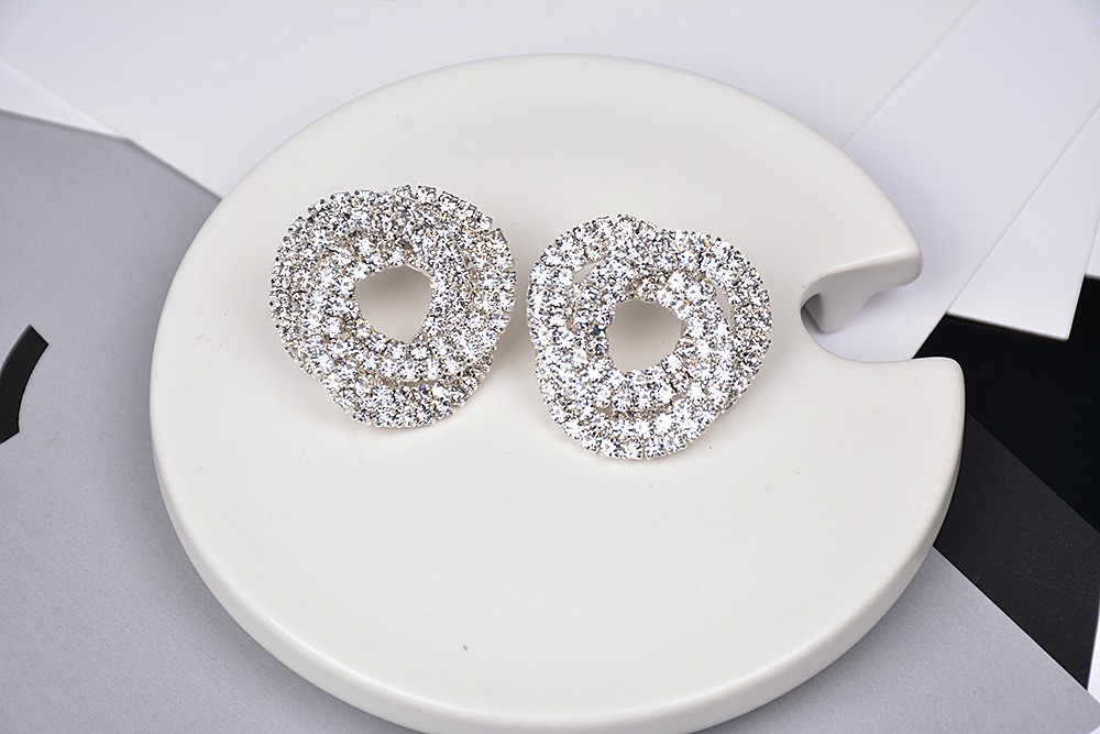 Full Diamond Round Studs Bridal Wedding